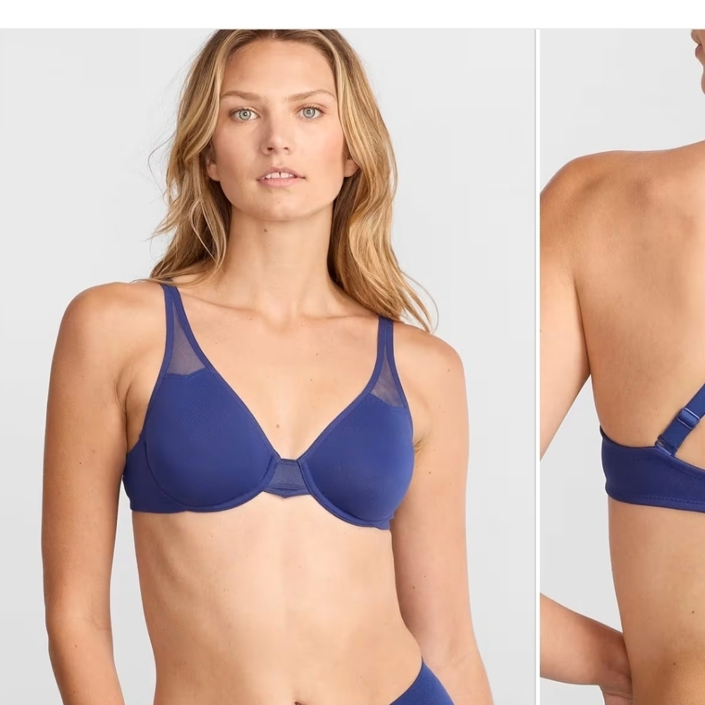 Women's Blue Mesh Underwire Bra 36DD Wacoal New Body By 2.0 NWT